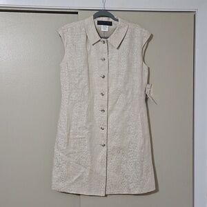 Harve Bernard Beige Animal Print Linen Dress Size 8 NWT